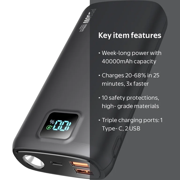 #POWR BANKモバイルバッテリー40000mAh Gazsocy 40000mAh Portable Power Bank, PD 30W Quick Charger, LED