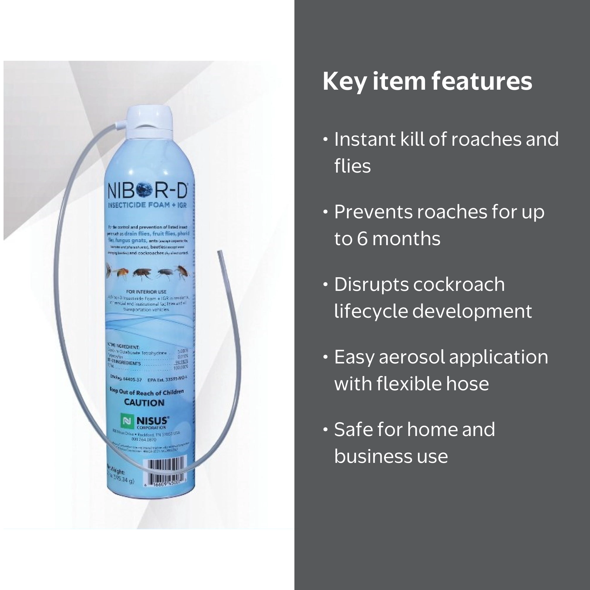 Nisus Corp Nibor-D Insecticide Foam Spray, Controls Cockroaches