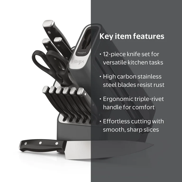 Ninja Foodi NeverDull 12-Piece Essential Kitchen Cutlery Set