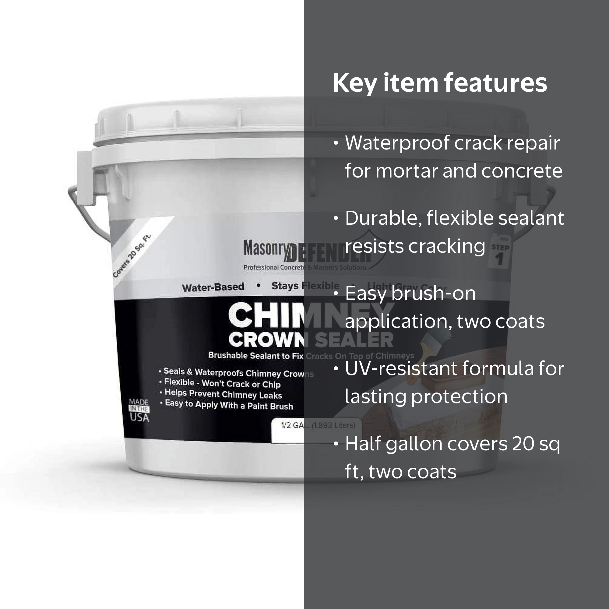 Masonry Defender, Chimney Crown Sealer, 0.5 Gal, Waterproof
