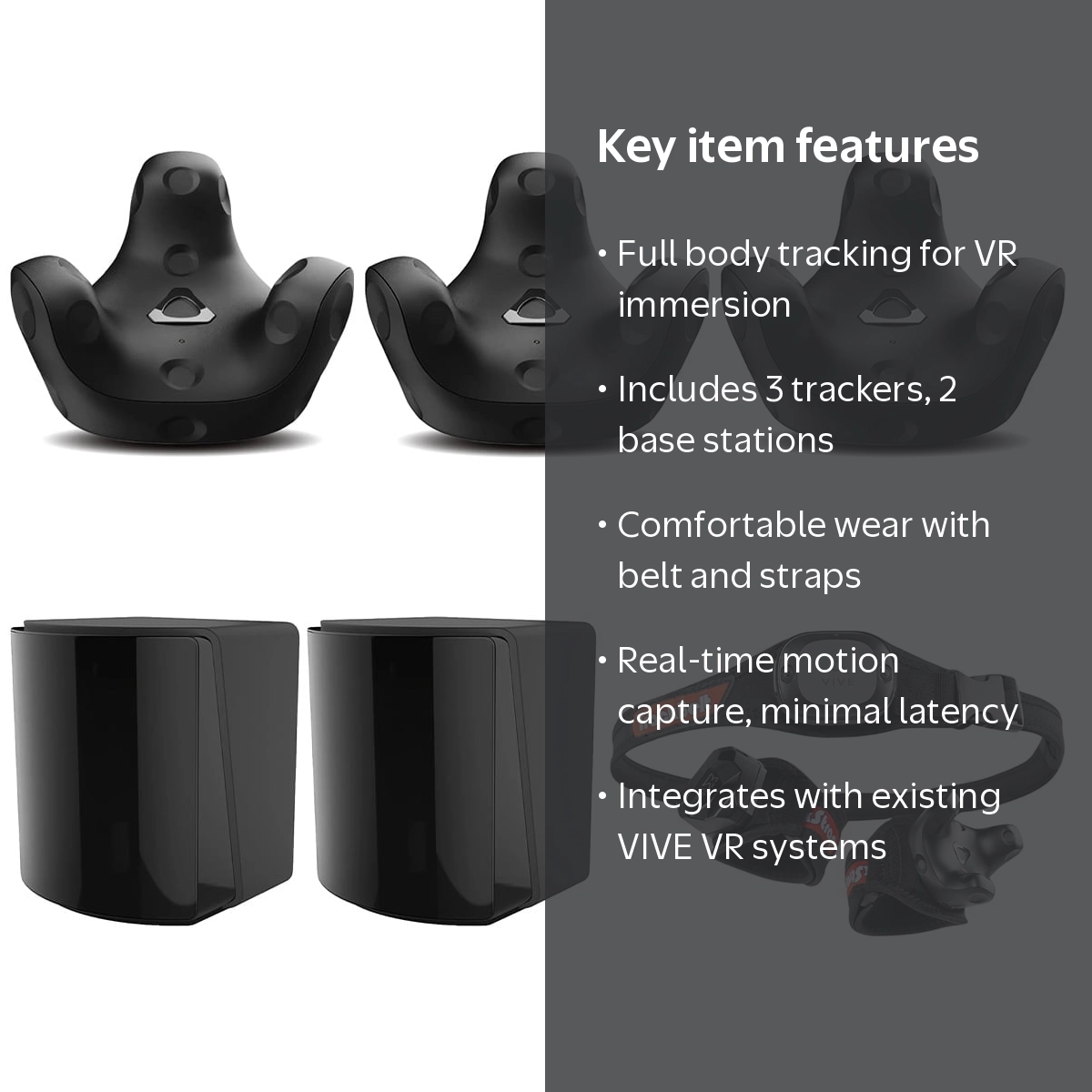 HTC VIVE 3.0 Tracker 3 Pack with Base Station & Full Body VR