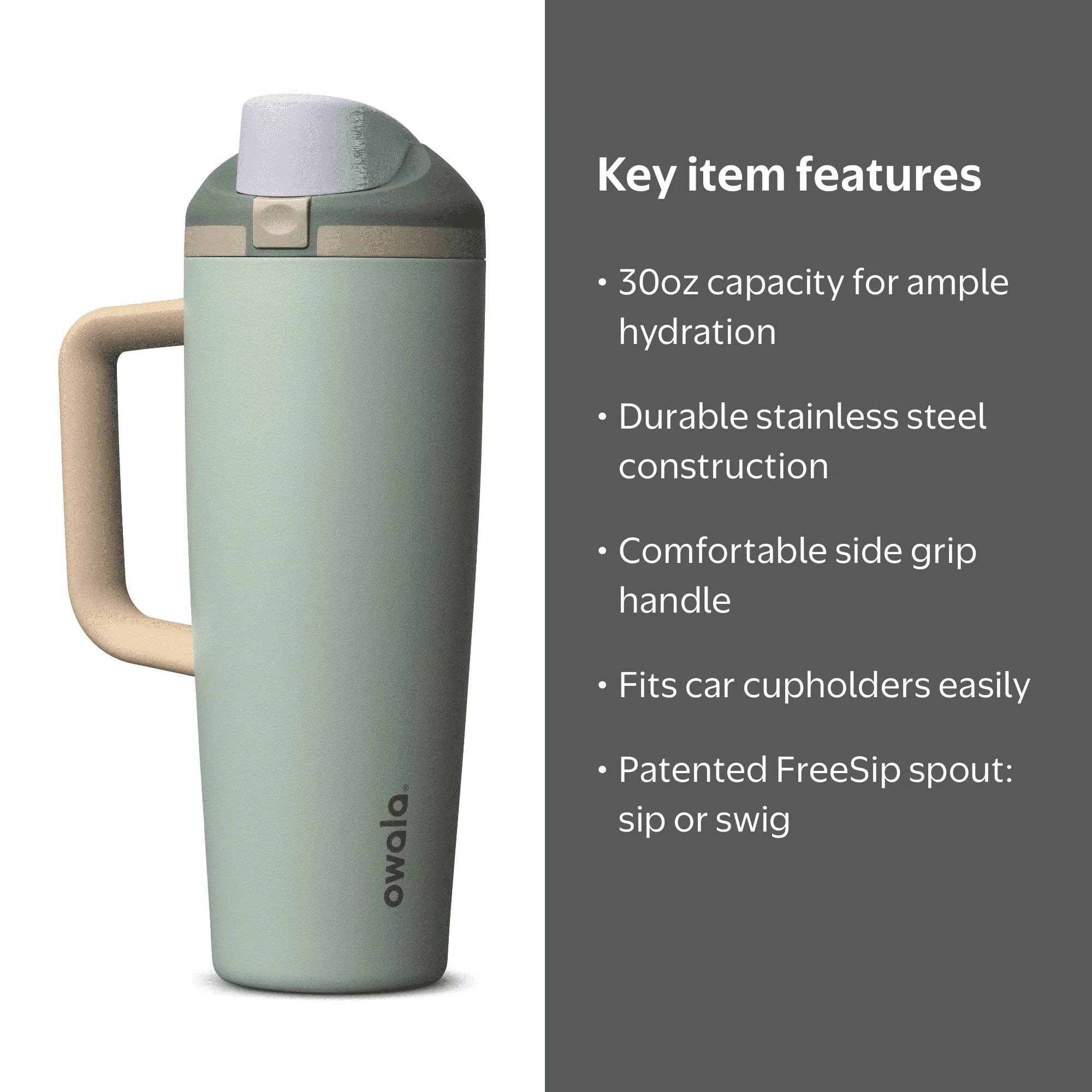 Owala FreeSip Tumbler Stainless Steel 30oz. Eucalyptus - Walmart.com