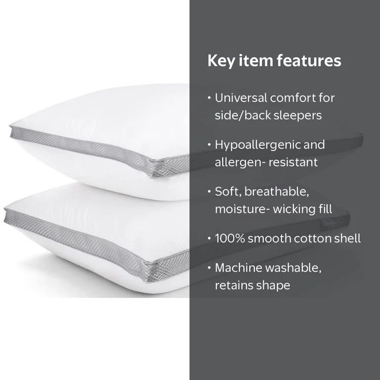 JML 2 Pack Cotton Down Alternative Queen Pillows Gusseted