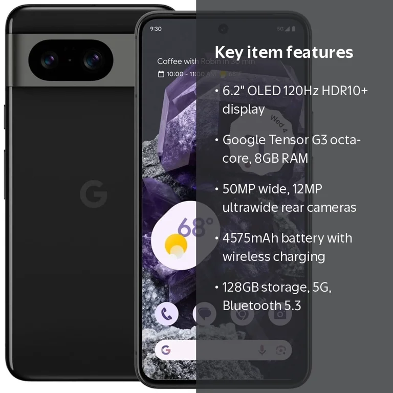 Google Pixel 8 5G 128GB Smartphone (Unlocked), Black, 6.2
