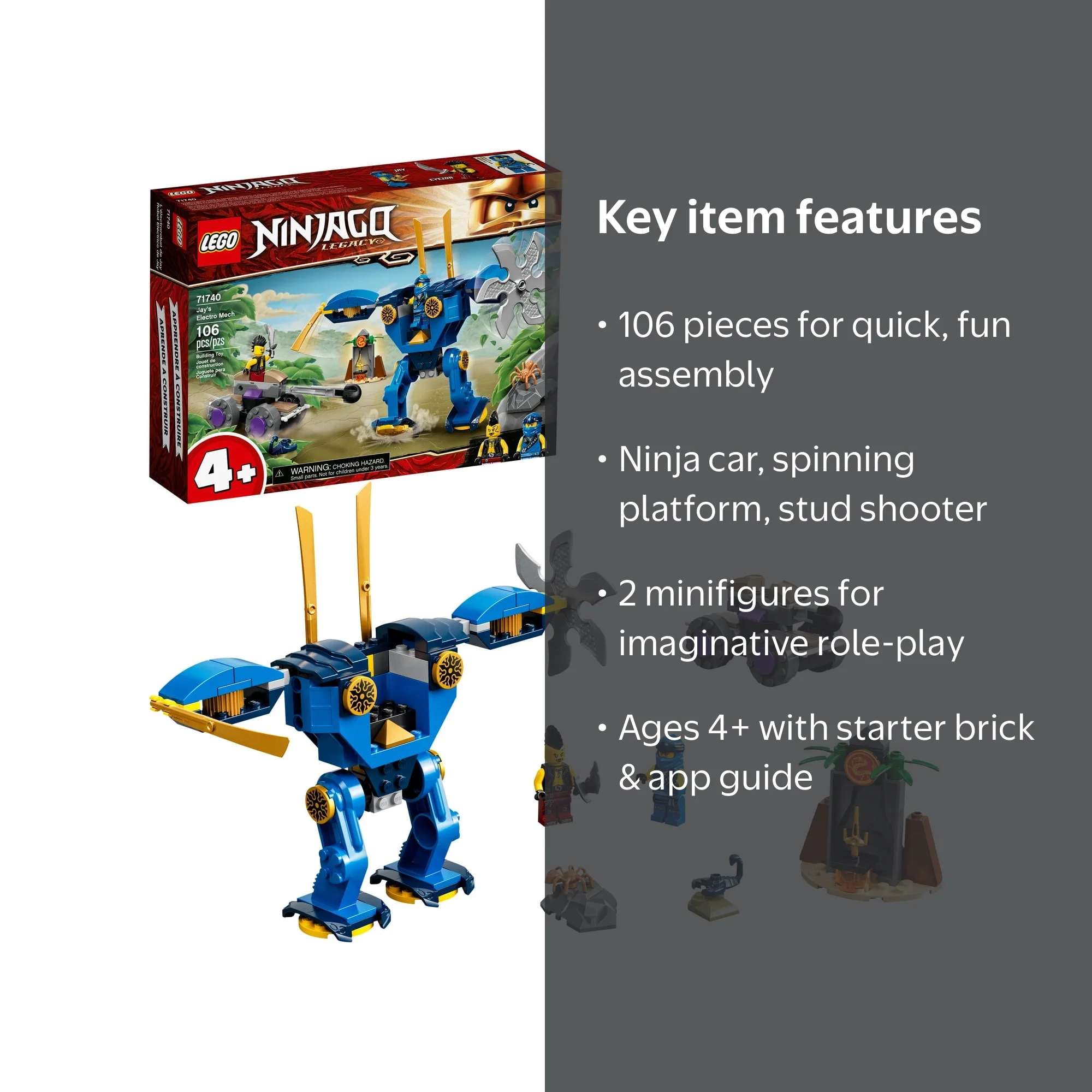 LEGO NINJAGO Legacy Jay's Electro Mech 71740 Ninja Set with Jay