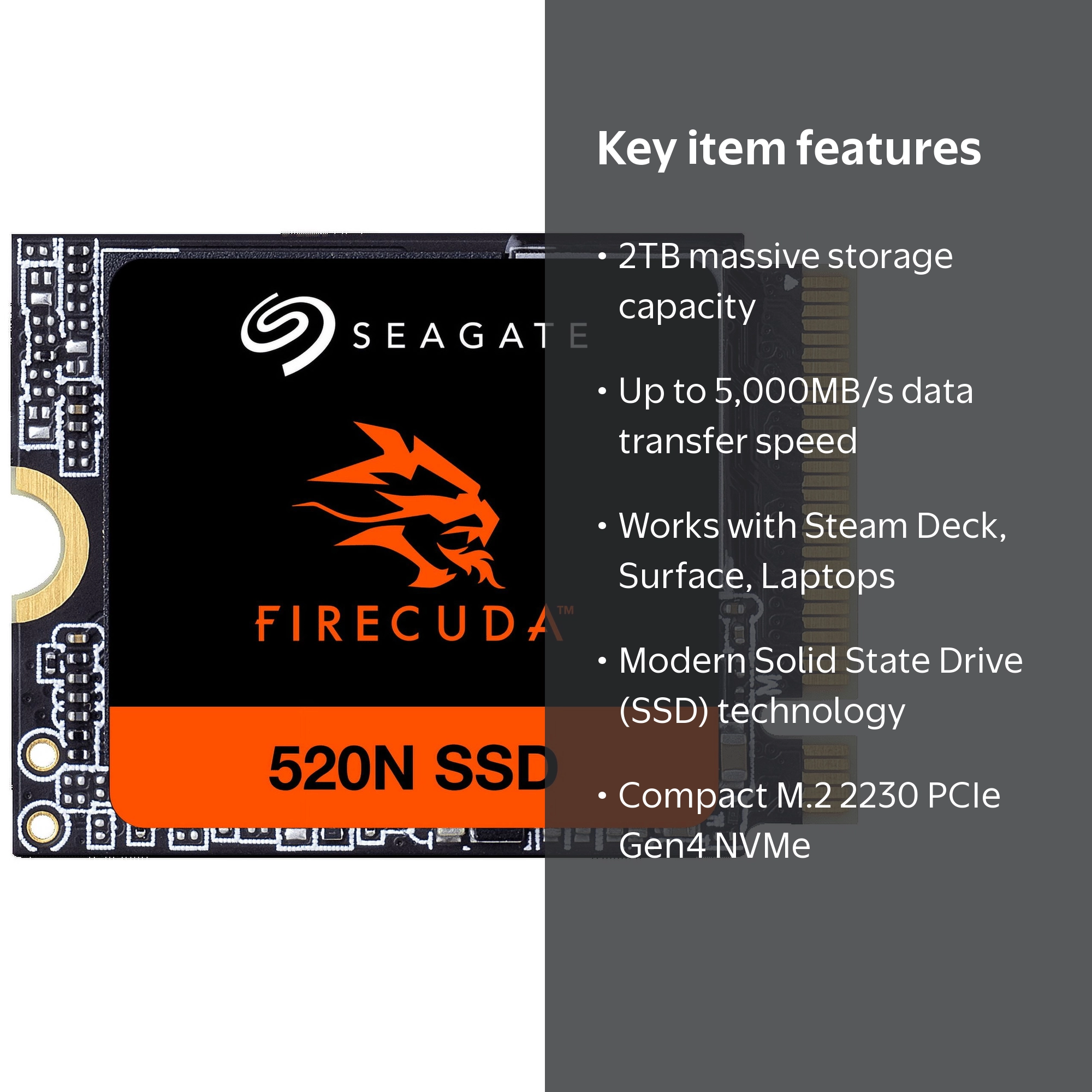 Seagate FireCuda 520N SSD 2TB - M.2 2230, PCIe Gen4 (ZP2048GV3A002