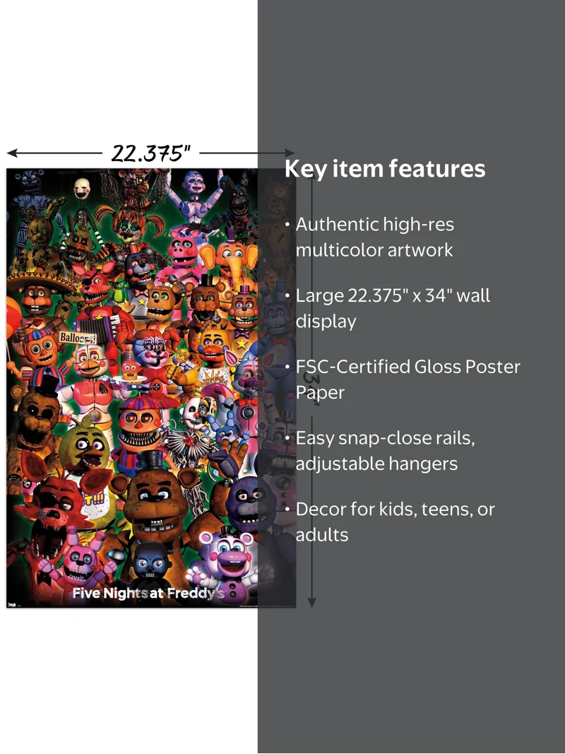 Five Nights at Freddy's - Ultimate Group Wall Poster, 22.375