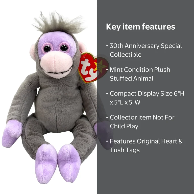 Ty Beanie Baby BANANAS II the Orangutan 8 inch Plush Toy