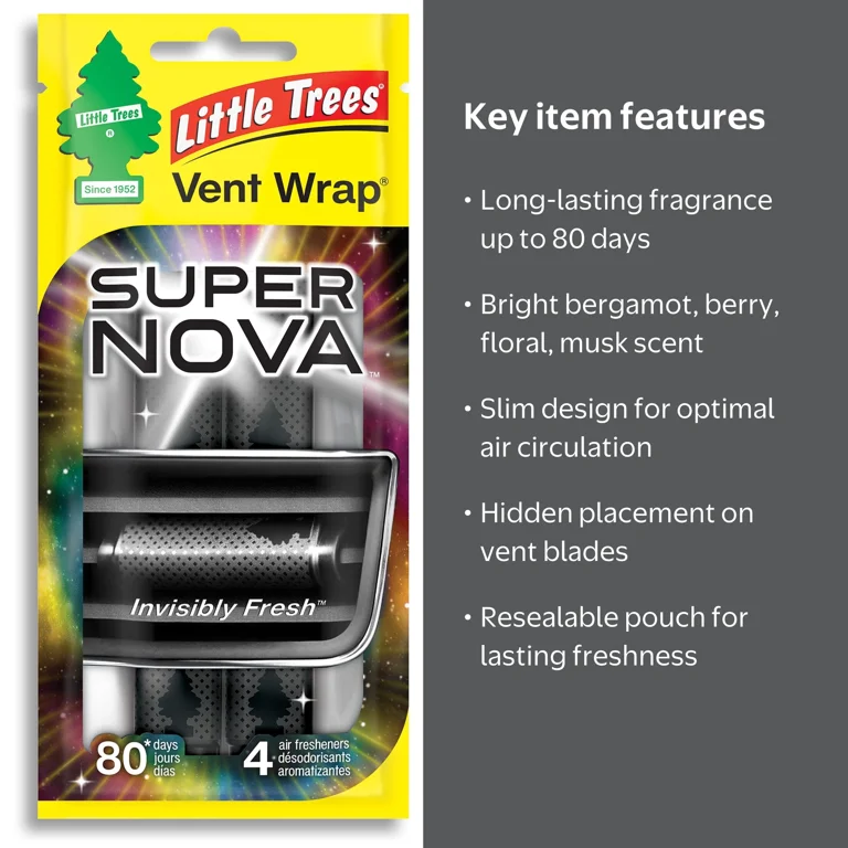 LITTLE TREES, VENT WRAP SUPERNOVA 4 CT, 4-pack, Fresh Scent