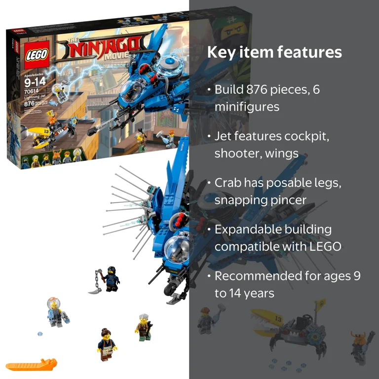LEGO, Ninjago Movie Lightning Jet, 70614, 876 Pieces - Walmart.com
