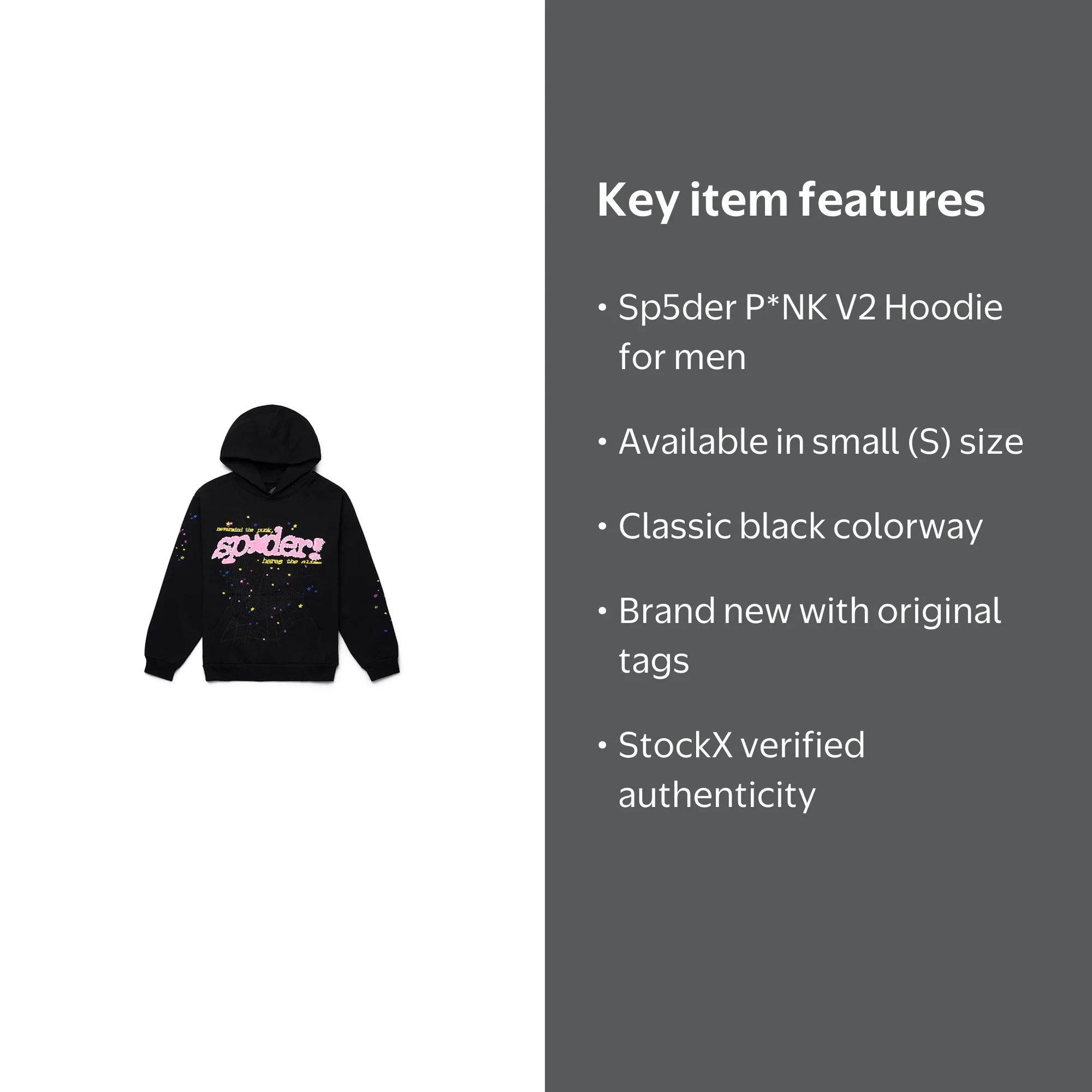 Sp5der Men's P*NK V2 Hoodie Black, from StockX - Walmart.com