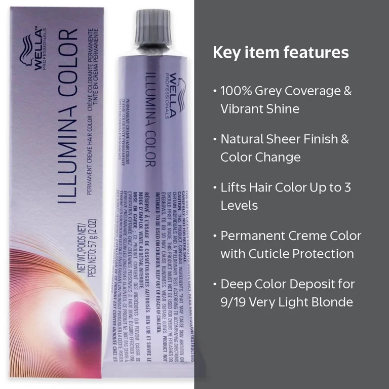 Wella Illumina Color Permanent Creme Hair Dye, 100 Percent Grey