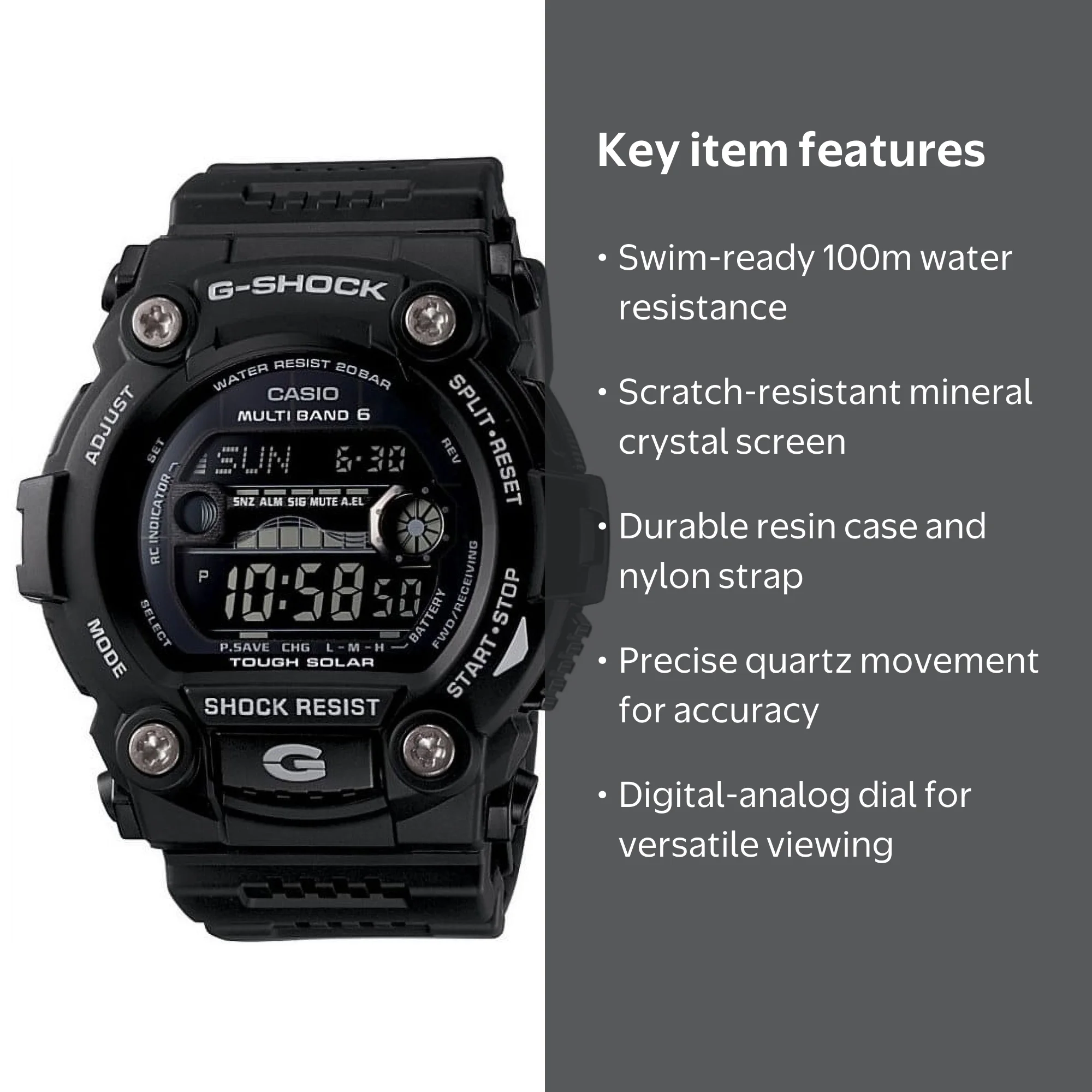 Casio G-Shock Tactical Men's Shoreman Digital Wrist Watch, GW