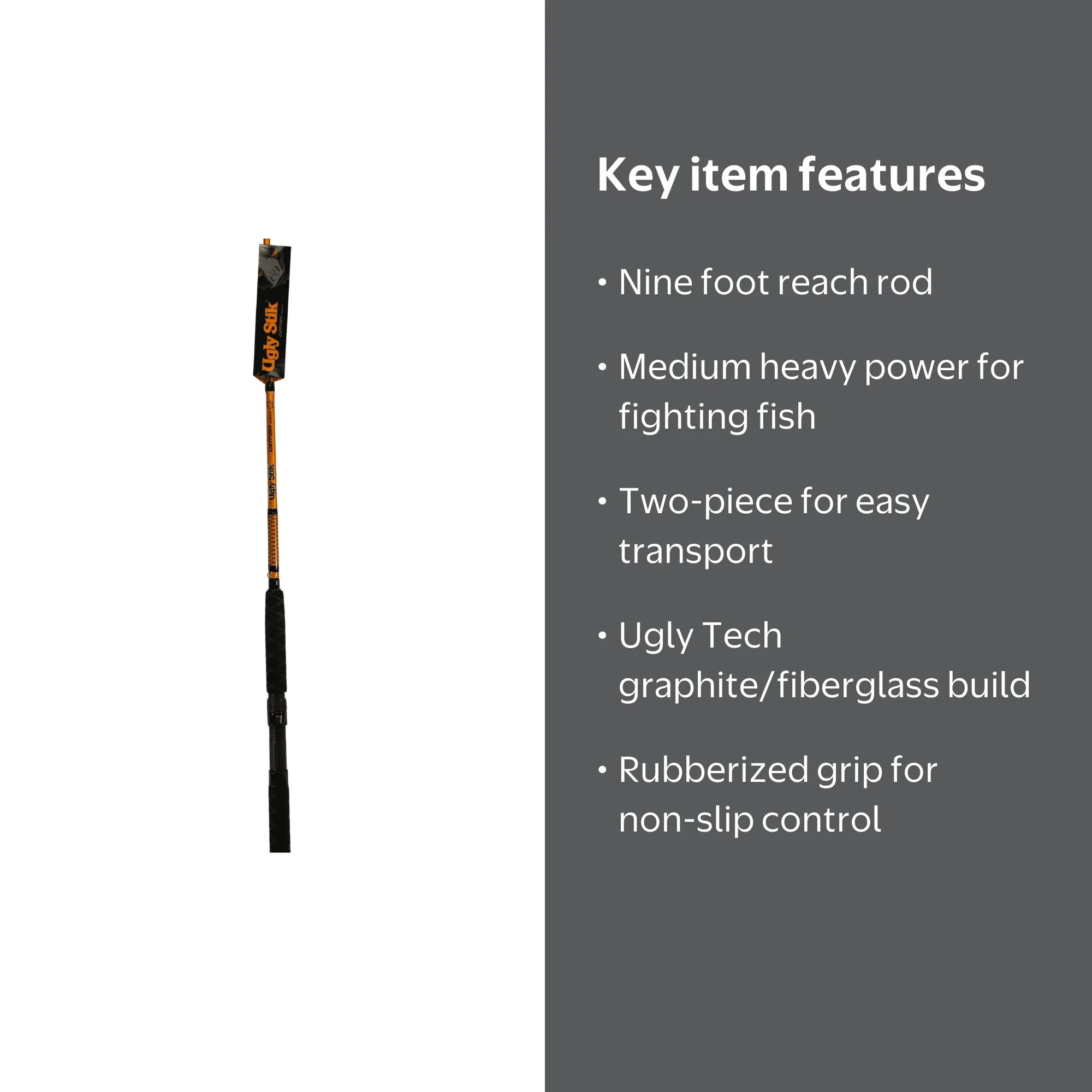 Ugly Stik Catfish Special Spinning Rod, 9' Medium Heavy Fishing Rod, 2  Piece - Walmart Business Supplies
