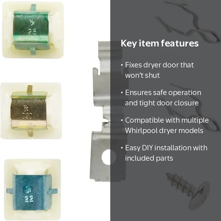 Whirlpool, Door Latch Kit, 279570, Silver, Replacement for Dryer