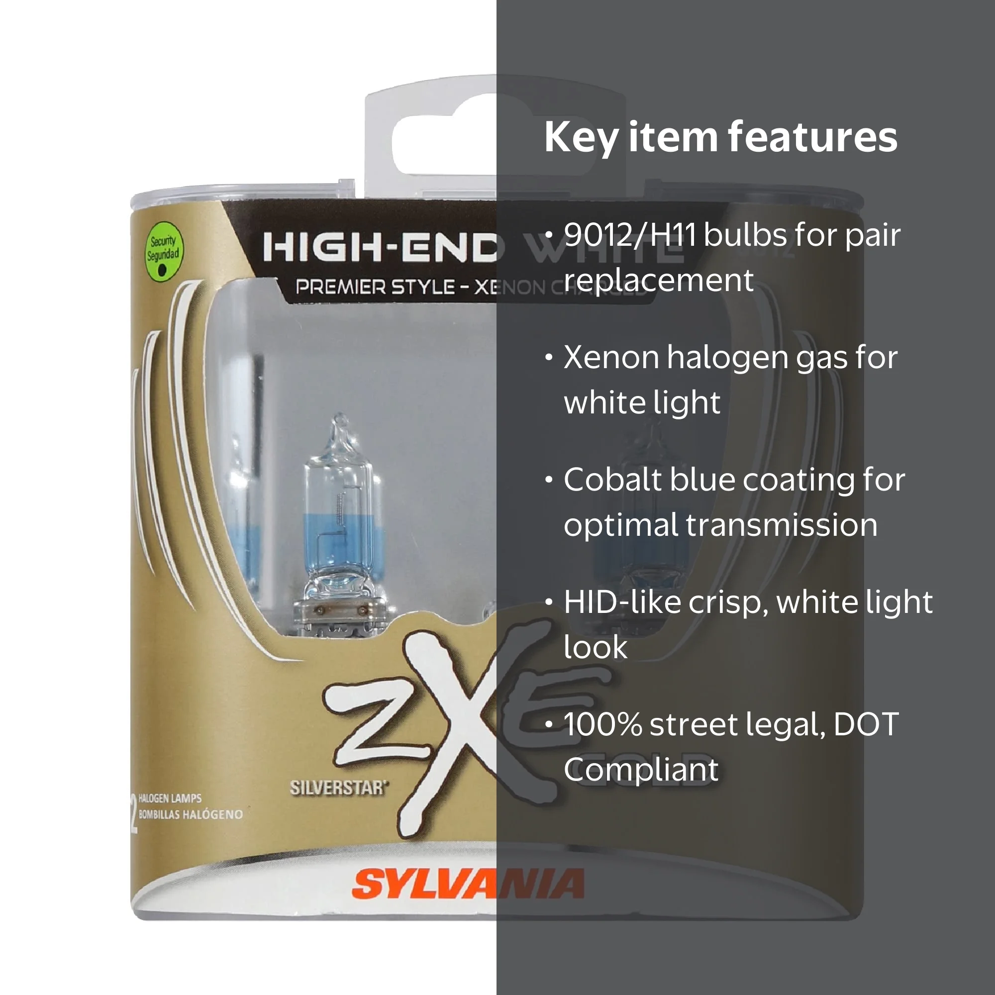 Sylvania 9012 SilverStar zXe Gold Halogen Headlight Bulb 2 Pack