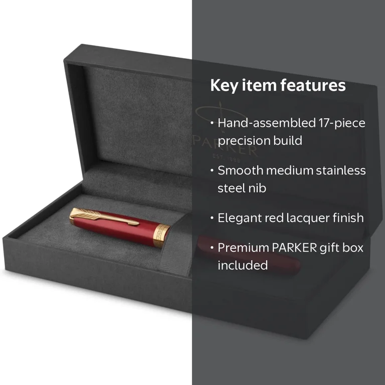 Parker Sonnet Fountain Pen | Red Lacquer with Gold Trim | Medium