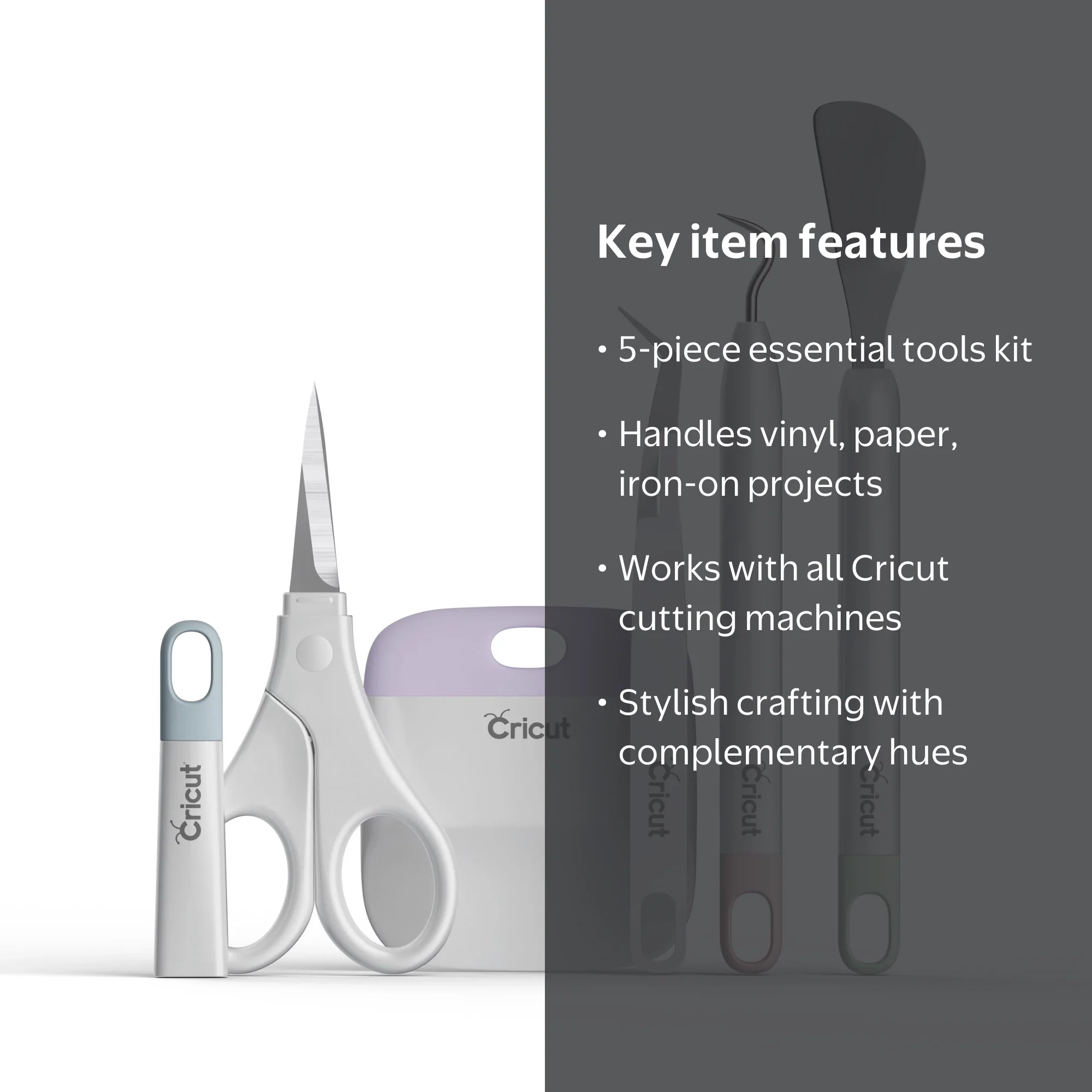 Cricut Basic Tool Set with scissors, hook weeder, spatula