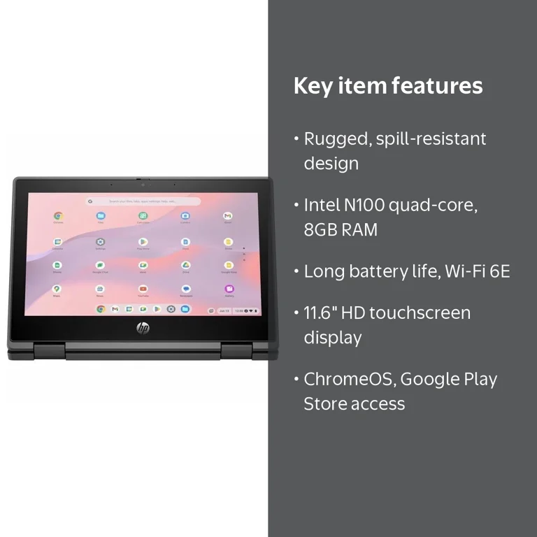 HP Pro Chromebook x360 Fortis 11 G5, Rugged Convertible 2 in 1