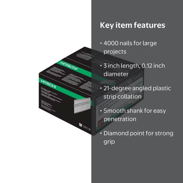 Glue10Free西麻布 ❣️❷Rinnai RCK-20BS3 Hitachi 21 deg 3 in. Smooth Shank Angled Strip Framing Nails, Pack