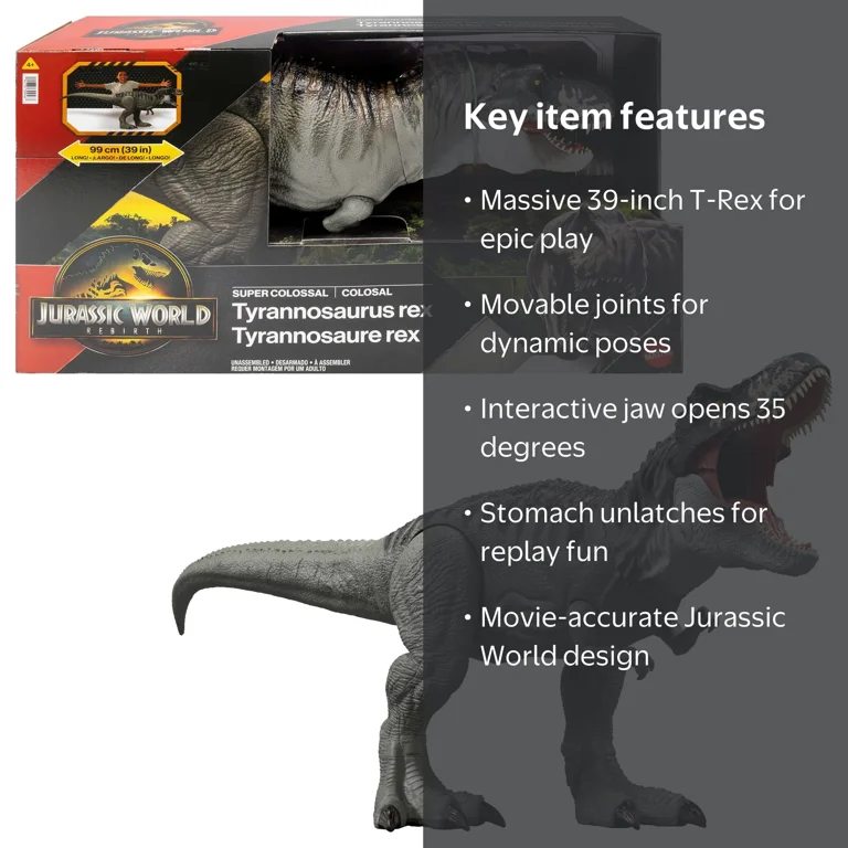 Jurassic World Rebirth Super Colossal T-Rex Action Figure, 39-inch