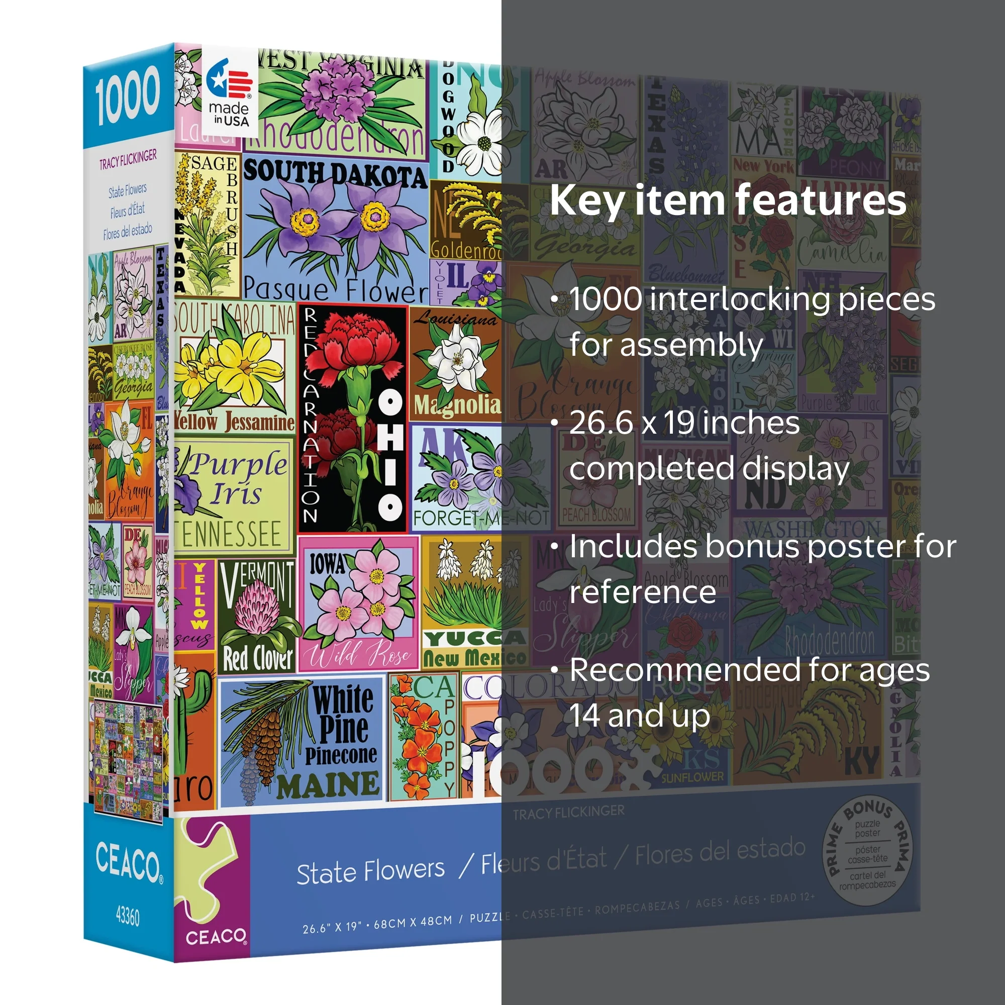 Ceaco State Flowers Jigsaw Puzzle - 1000 Pieces - Walmart.com