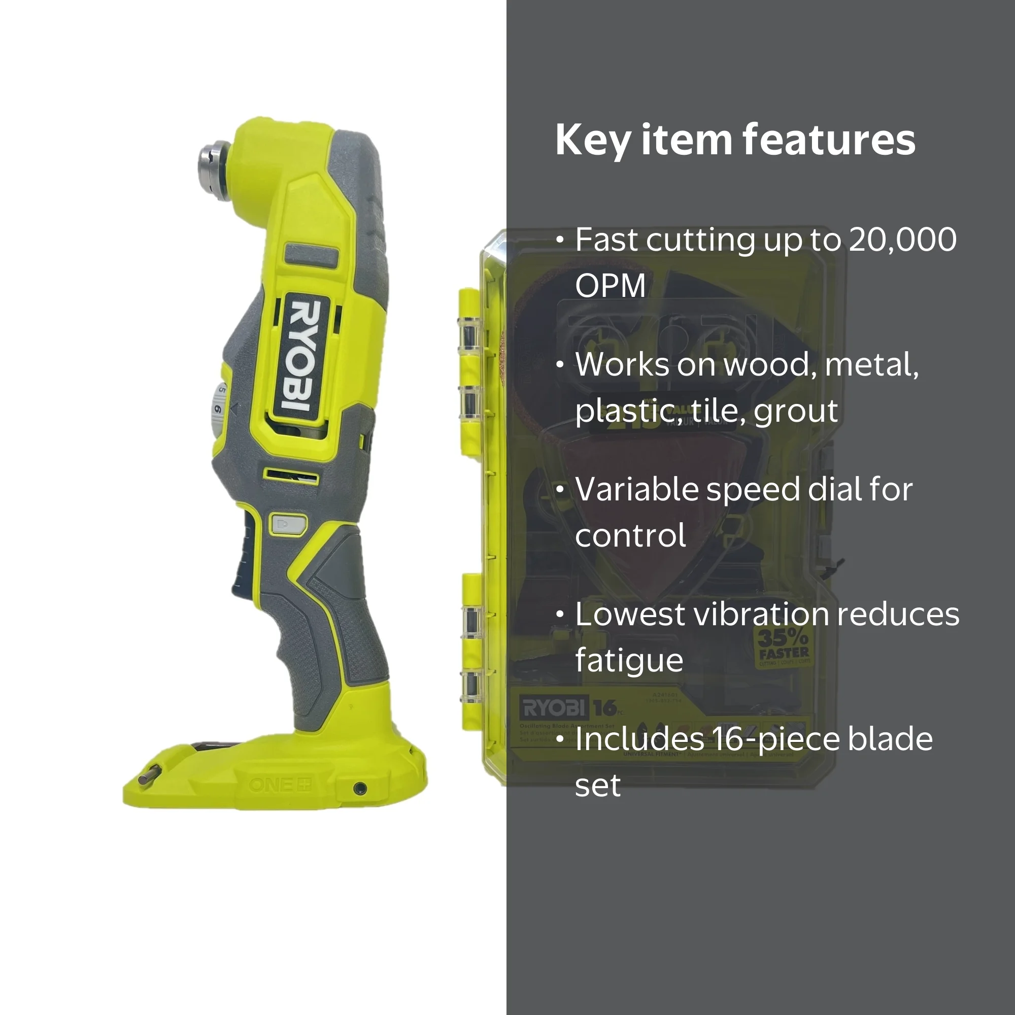 Ryobi 18-Volt Cordless Multi-Tool with 16-Piece Oscillating Multi
