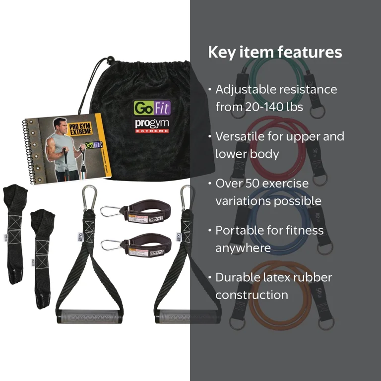 GoFit ProGym Extreme Fitness Training Kit, Resistance Tubes