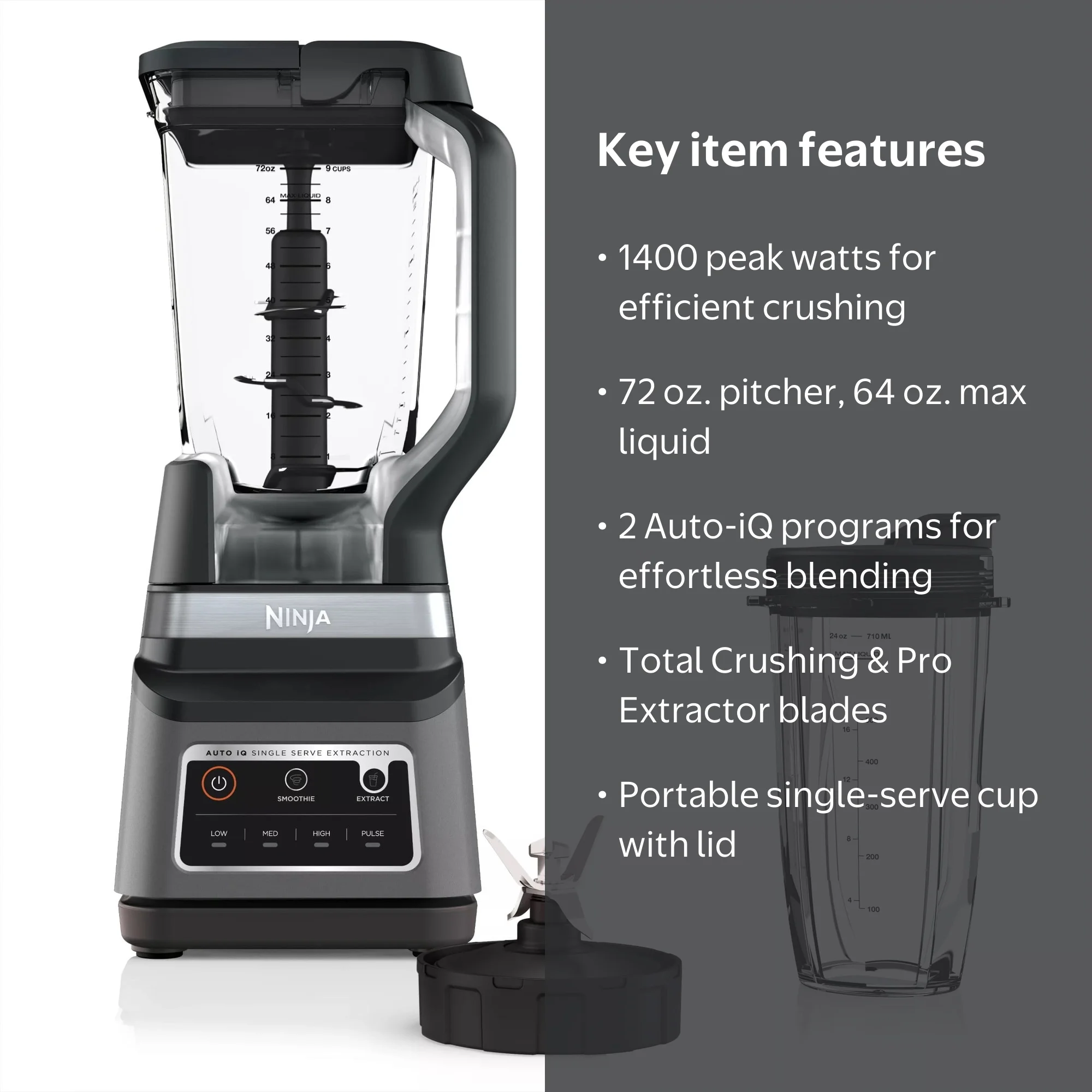 Ninja ブレンダー 大容量 デジタル表示 Ninja Professional Plus Blender DUO with Auto-iQ, 1400 Watts