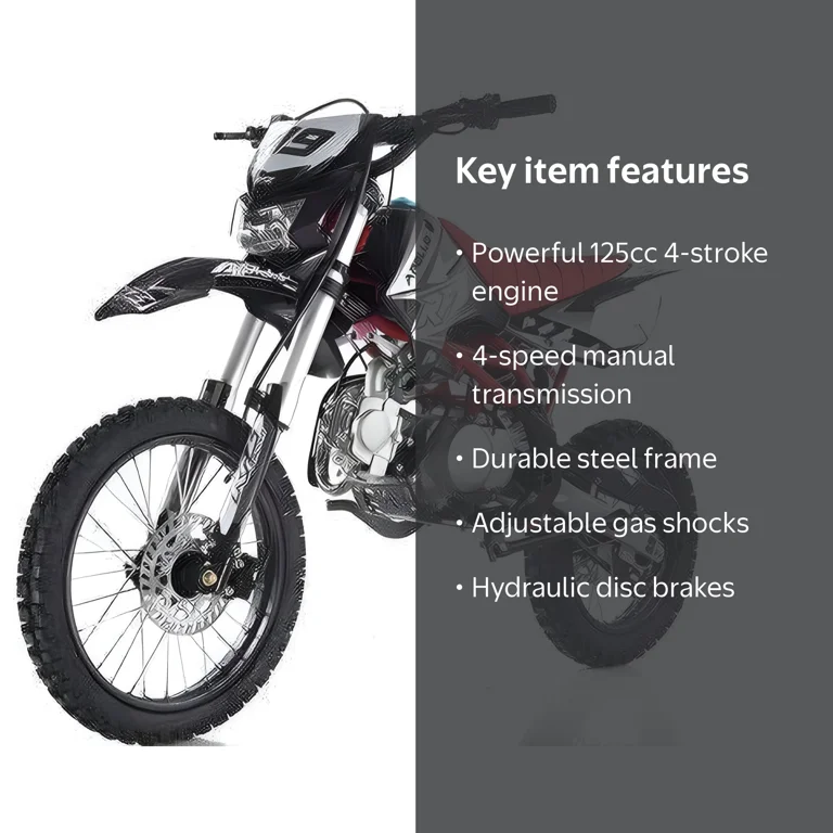 APOLLO, Gasoline Dirt Bike, DBX19-125CC, Black, 125cc Engine