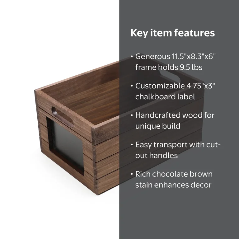 Mainstays Wood Storage Crate With Chalkboard Label - Walmart.com