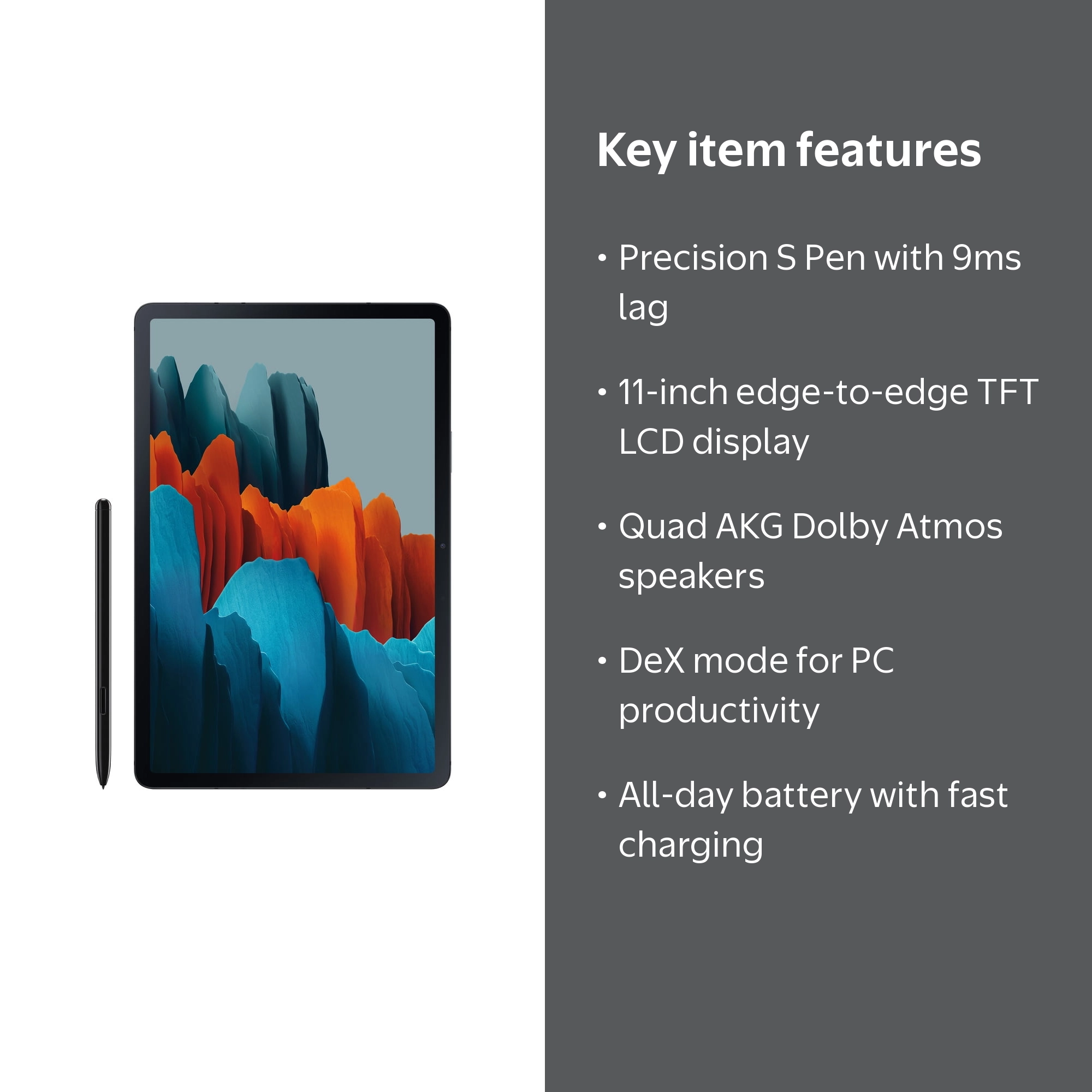SAMSUNG Galaxy Tab S7 128GB Mystic Black Wi-Fi, S Pen Included, SM