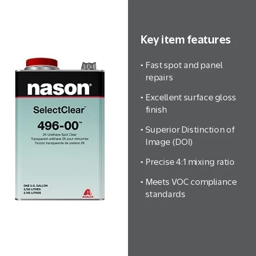 NASON AXALTA 496-00 Clear Coat kit with 483-78 Mid temp activator
