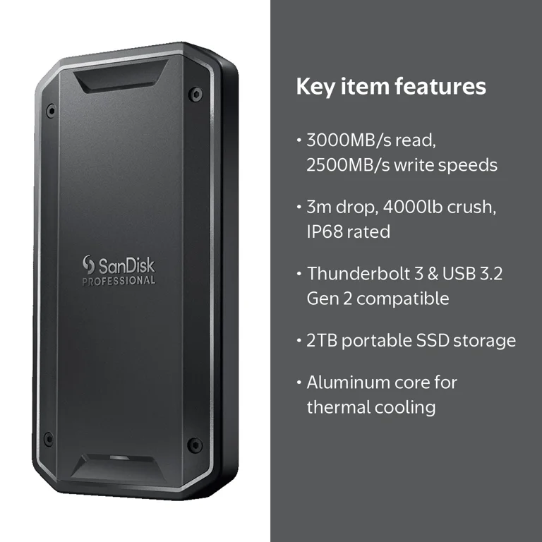 SanDisk PRO-G40 SSD 2TB サンディスク SanDisk Professional 2TB PRO-G40 Portable SSD, Up to 3000MB/s