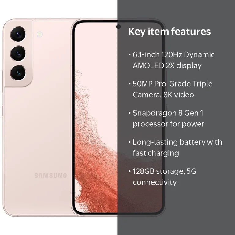 Restored Samsung Galaxy S22 5G S901U (T-Mobile Only) 128GB Pink