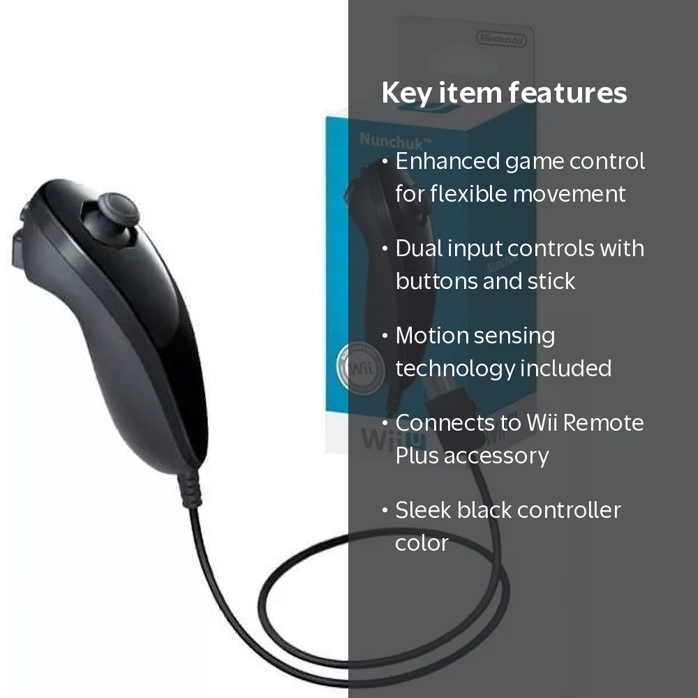 Nintendo, Wii Nunchuk Controller, 04549689104, Black - Walmart.com
