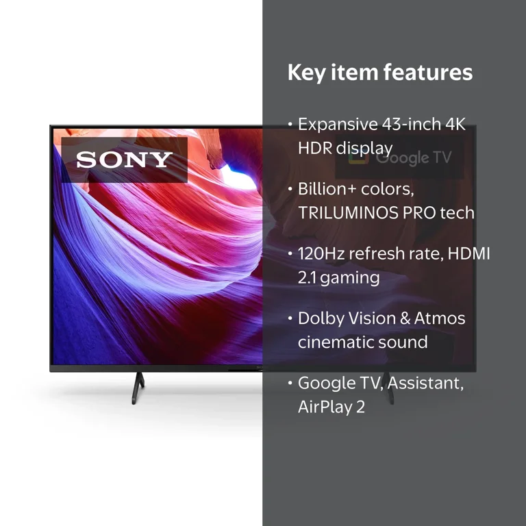 Sony 43” Class X85K 4K Ultra HD LED Smart Google TV with 120Hz