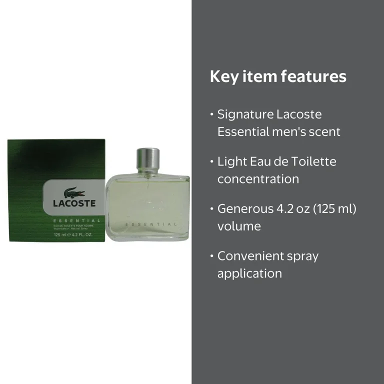 Lacoste Essential Eau De Toilette, Cologne for Men, 4.2 oz Spray