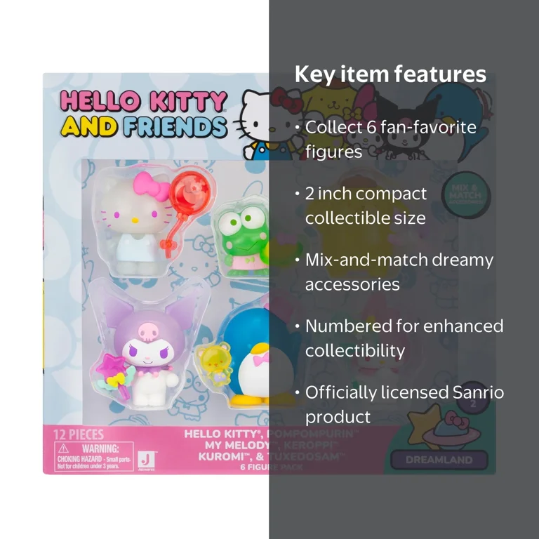 Hello Kitty and Friends Dreamland, 2 inch Figure 6-Pack