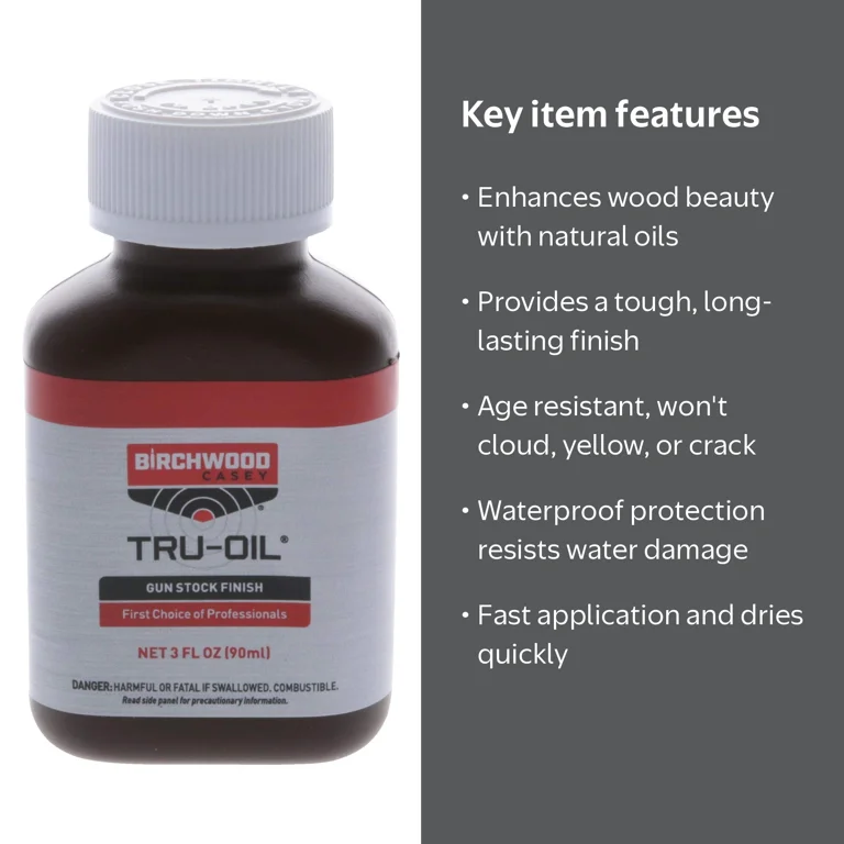 Birchwood Casey Tru-Oil Stock Finish, Brown, Linseed, Fast Drying
