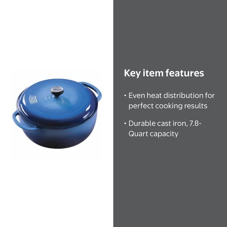 Lodge, Enameled Cast Iron Dutch Oven, EC7D33, 7.5 Qt Caribbean