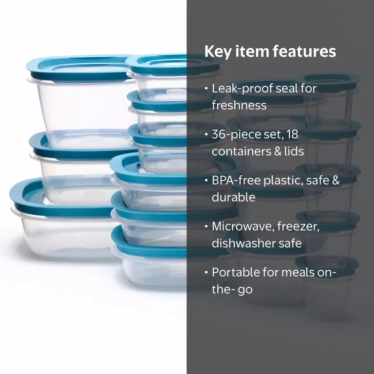 Rubbermaid, Food Storage Container, Clear, 36-piece set - Walmart.com
