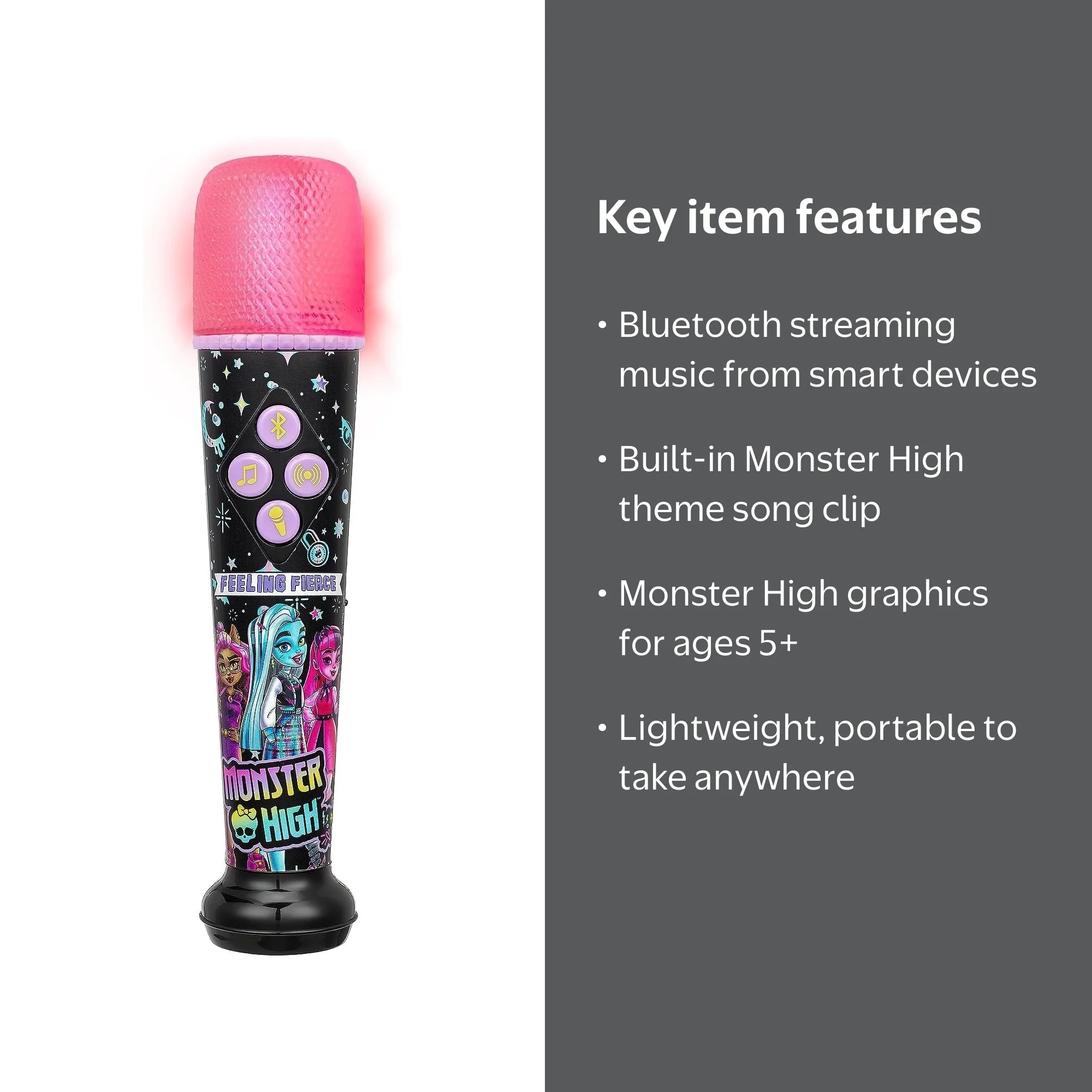 eKids Monster High Karaoke Microphone for Kids, Bluetooth