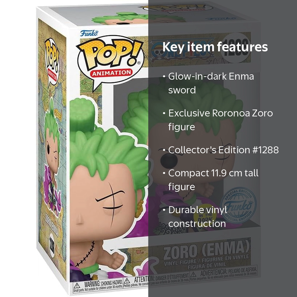 Funko Pop Anime One Piece: ZORO (Enma) #1288 Exclusive Glow in the