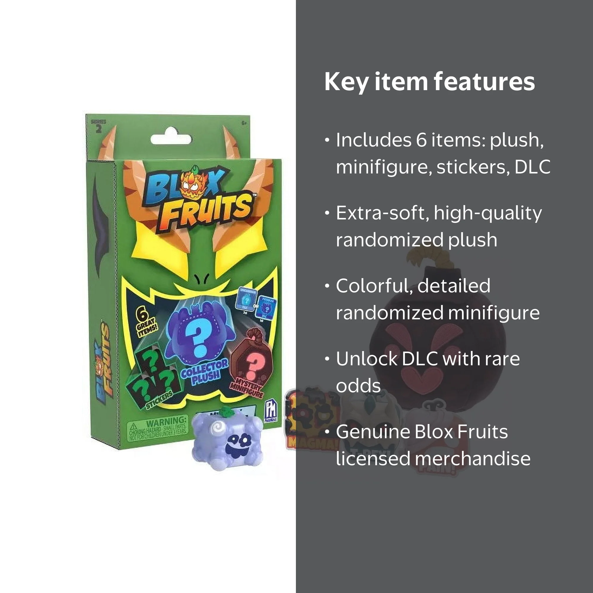 Blox Fruits Series 2 Mystery Mini Bundle, 6 Surprises, Plush