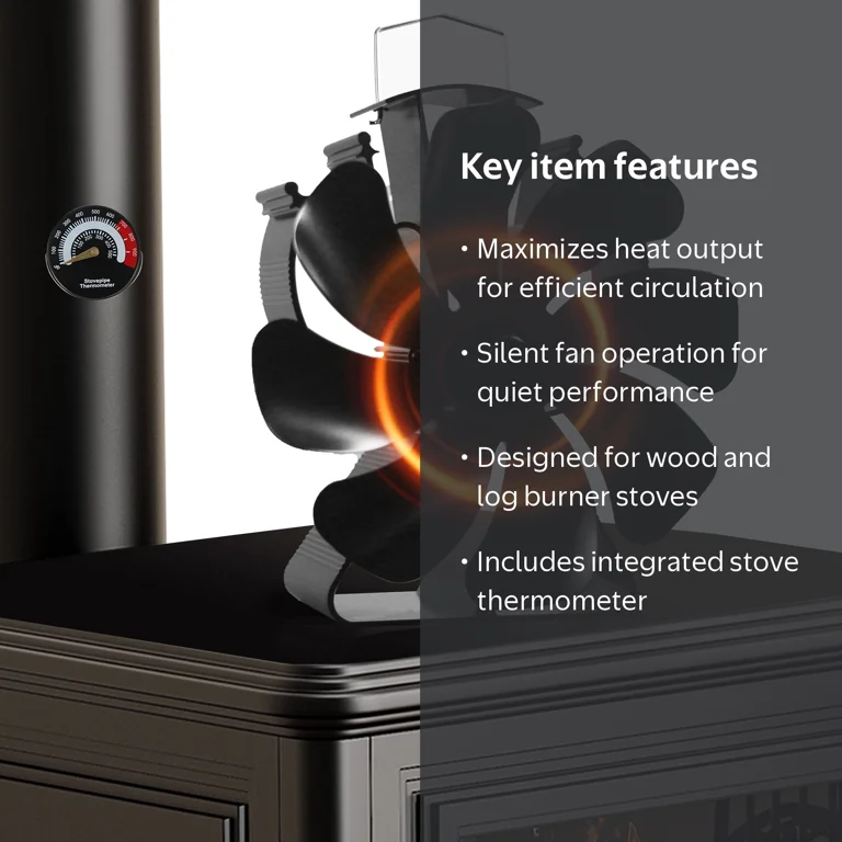 VODA Wood Stove Fan Heat Powered, 8 Blades Fireplace Fan