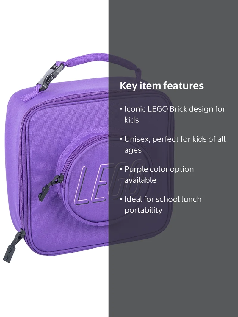 LEGO Brick Lunch Bag for Kids - Purple - School Lunchbox Gift
