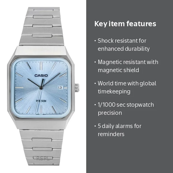 Casio Standard Analog Stainless Steel Ice Blue Dial Quartz MTP