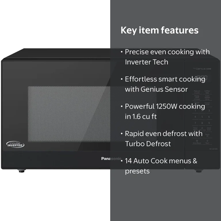 ハマノ Panasonic, Countertop Microwave, NN-SN74PB, 1.6 cu ft Black