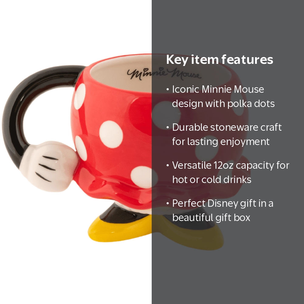 Large Disney Minnie Mouse Ceramic Coffee Mug for Adults, Tea Cup
